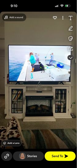 White Electric Fireplace TV Stand / Media Console