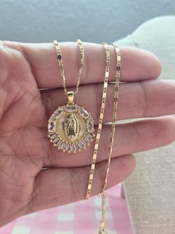 Clear Virgen de Guadalupe Necklace