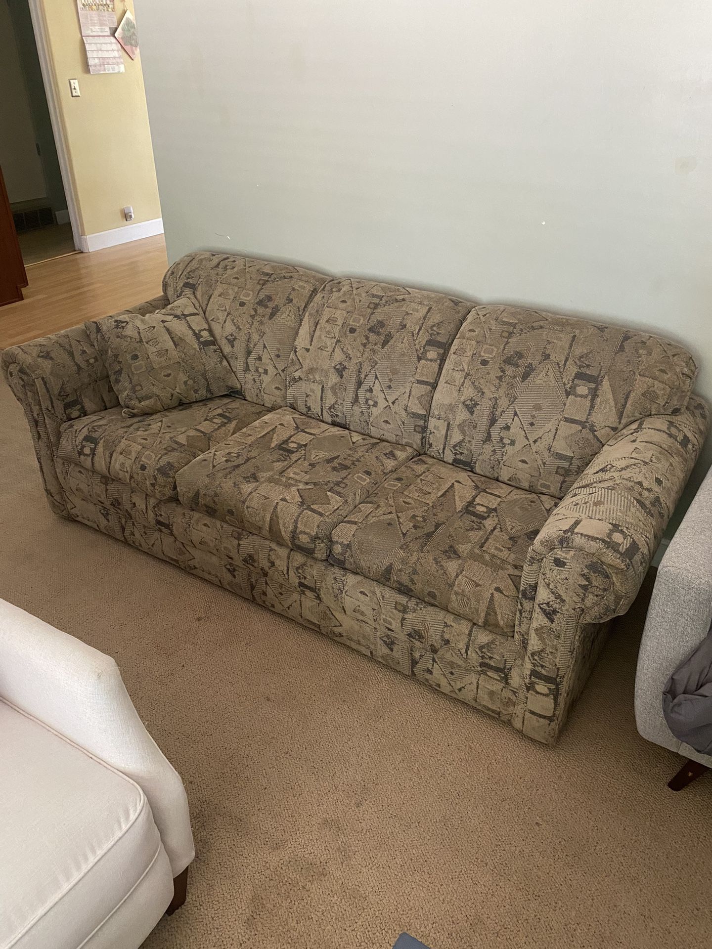 Brown And Tan Patterned Couch