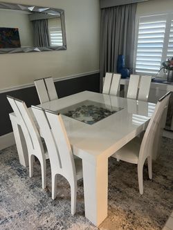 White Lacquer Modern High Gloss Square Dining Table Only