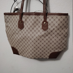 Brown designer tote bag