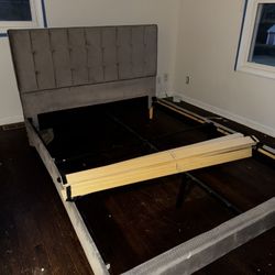 Upholstered  Full Size Bed Grey 