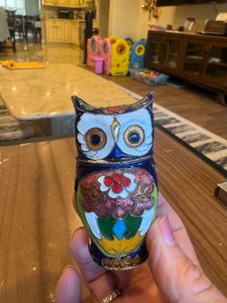 Vintage Chinese owl Cloisonné Enamel