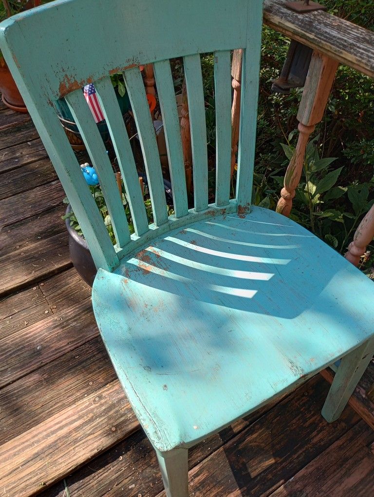 Very Sturdy, Heavy chair. Blue, Not Sure Antique But Nice
