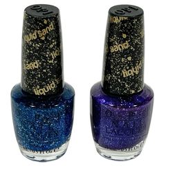 OPI Nail Lacquer Lot Liquid Sand Can't Let Go Purple Get Your Number Blue 0.5oz