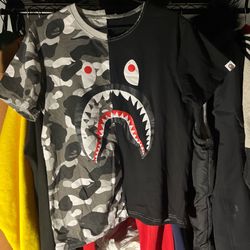 Men’s Bape Black and White Graphic T-Shirt