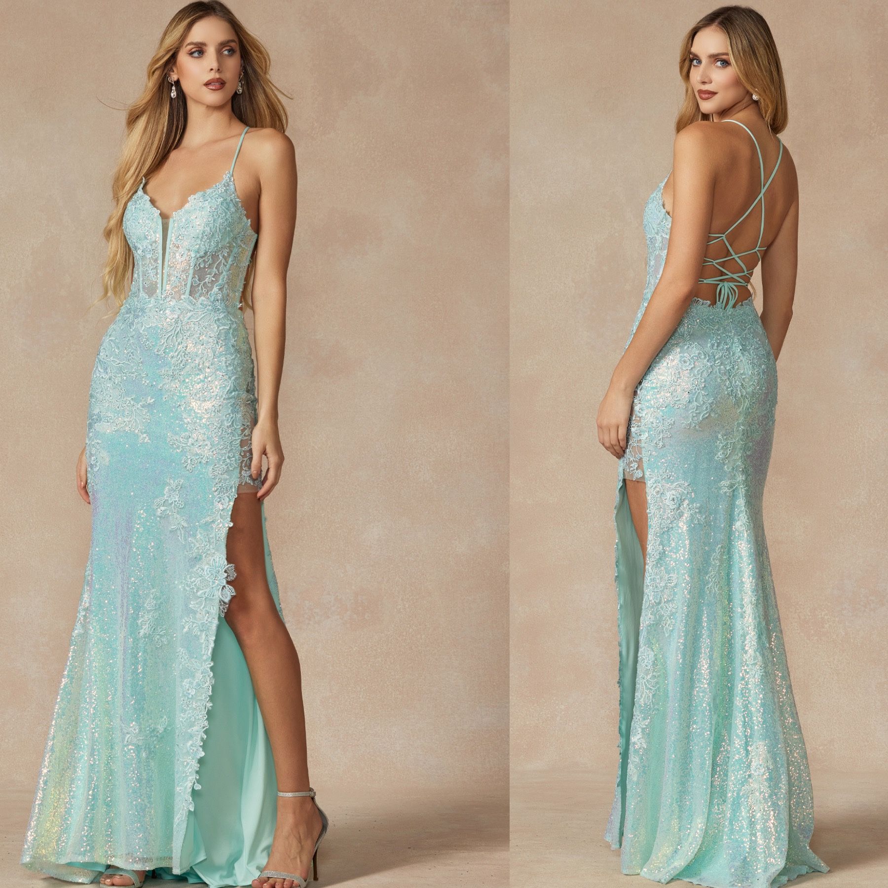 New With Tags Sequin & Lace Long Formal Dress & Prom Dress $235