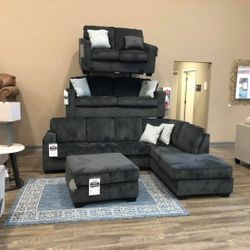 Altari Slate 2 Piece Laf/Raf Sectional with Chaise // NEW // ▪️# Sofa # Loveseat # Couch # Living Room Set Options Available