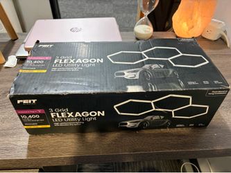 Flexagon 8 ft. Integrated LED 3-Grid Hexagon White Strip Shop Light Fixture 4000K