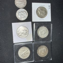 7 Pre 1965 Half Dollars 