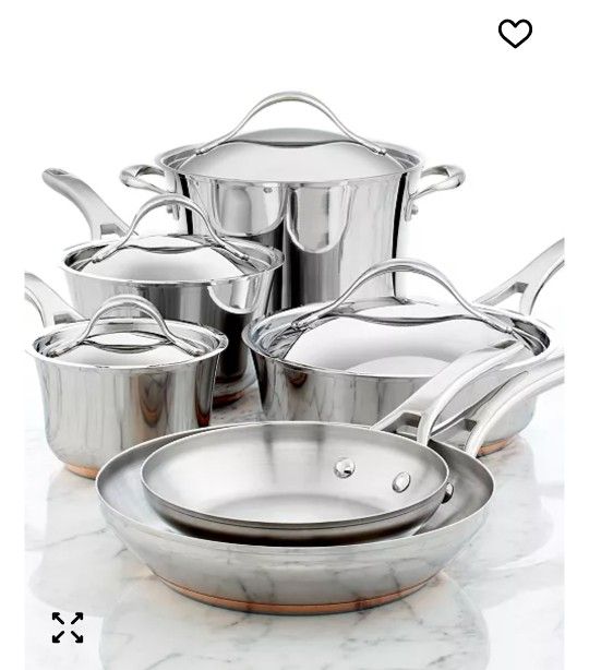10 Piece Stainless Steel And Copper Pots And Pans - Brand New