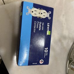 Leviton 15 Amp Residential Grade Grounding Duplex Outlet, Ivory (10-Pack)