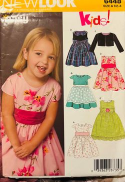 Vintage New Look 6448 Toddlers Dress Hat set  Uncut Girls Sizes 1/2-4