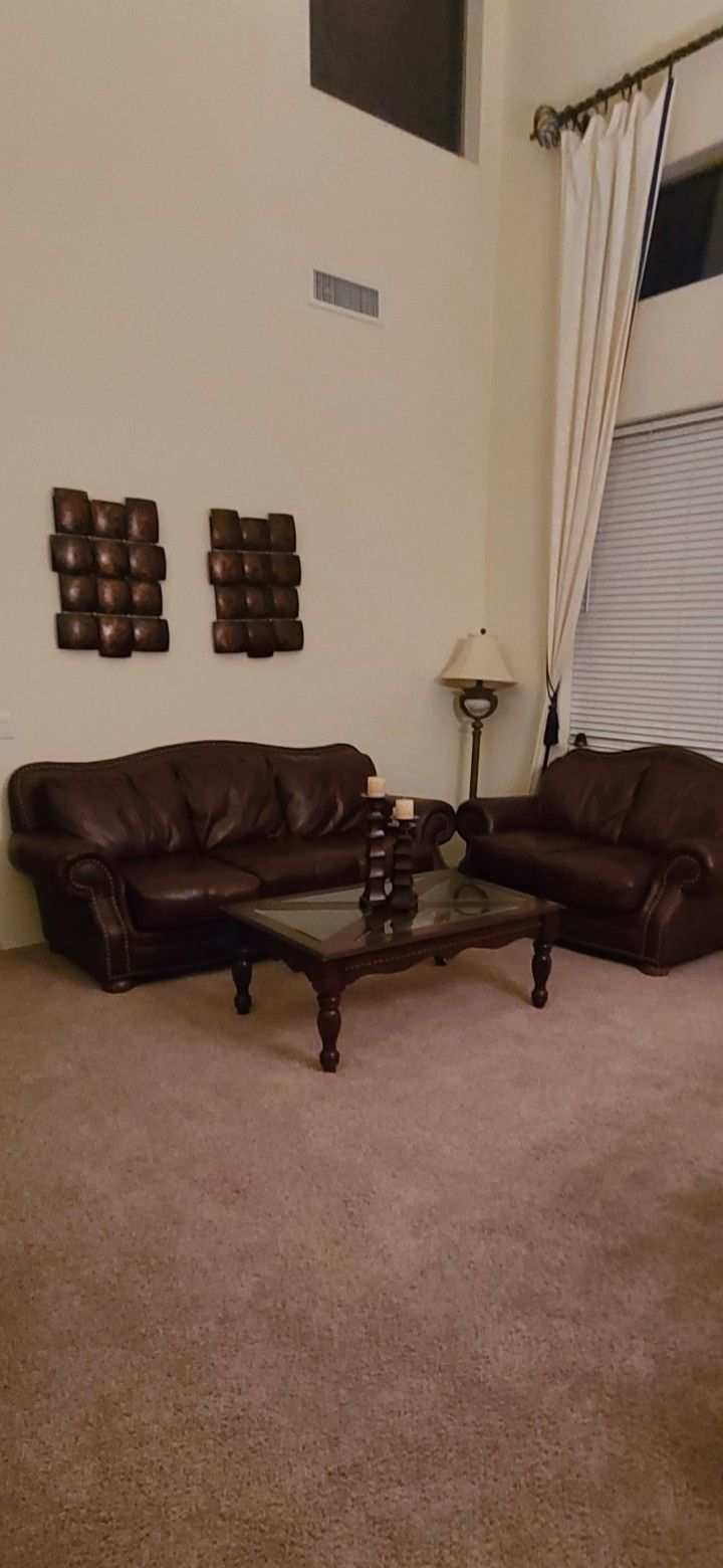 Ashley Leather Sofa Set And Table 