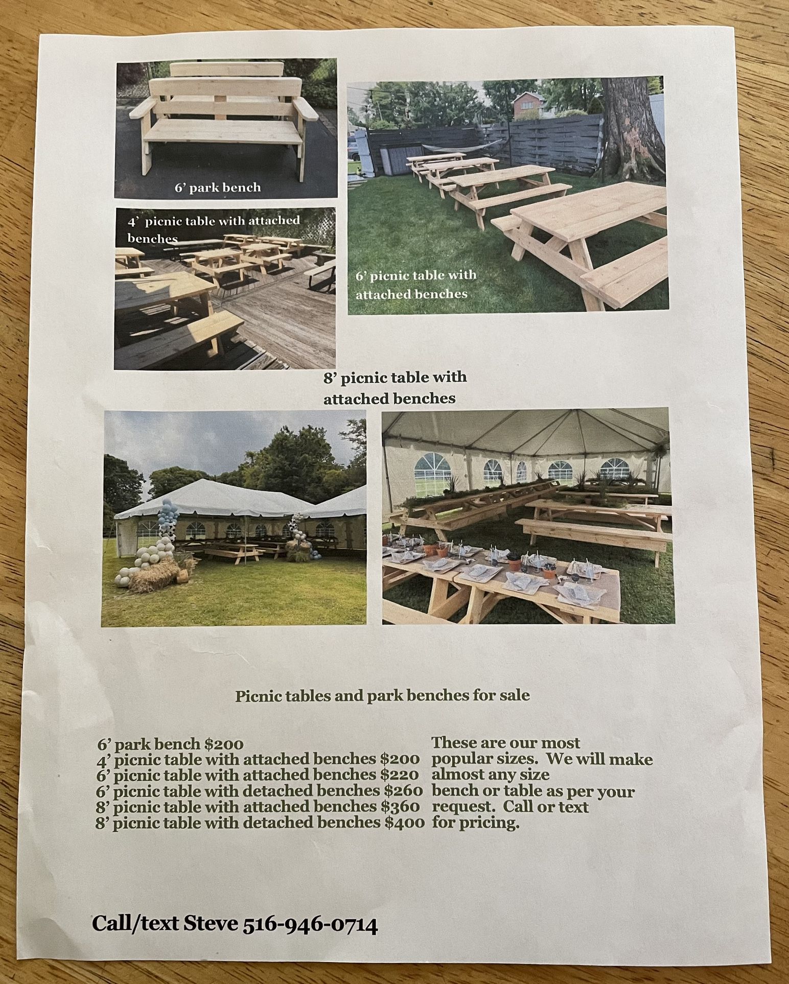 Picnic Tables and Park Benches