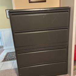 Large lateral 4 drawer Haworth metal file cabinet
