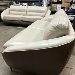 Sofa Set Lether Tree End Two People White Color 