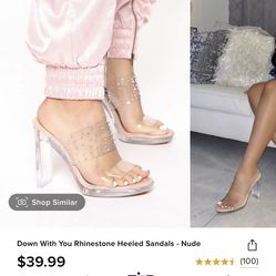 Fashion Nova Down With You Rhinestone Heeled Sandals