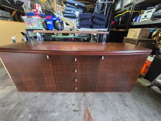 Large Cherry Wood Credenza with Drawers