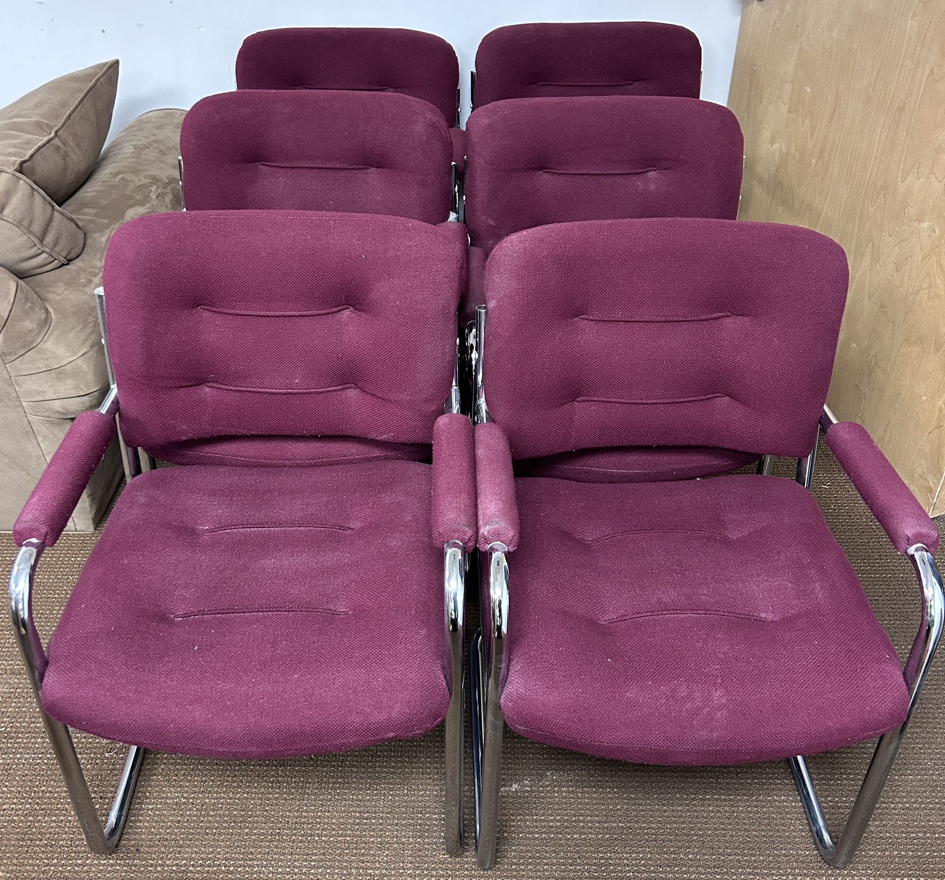 6 Chrome Cantilever Chair. Waiting Room, Conference, Reception, Office Accent Chair. $20ea $100 all 6. Came from office clean out with ceiling getting