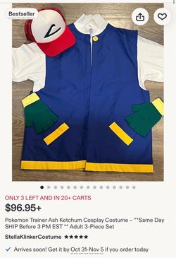 Pokemon Trainer Ash Ketchum Cosplay Costume