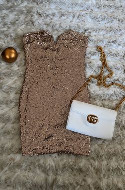 Rose gold sequin dress