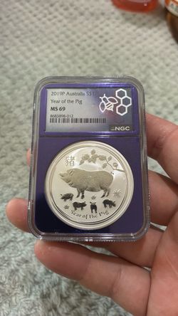 2019P Australia Year of the Pig Silver Coin NGC MS69