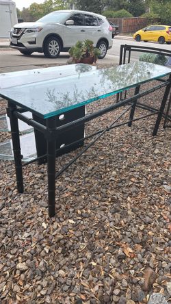 Glass & Black Sofa Table
