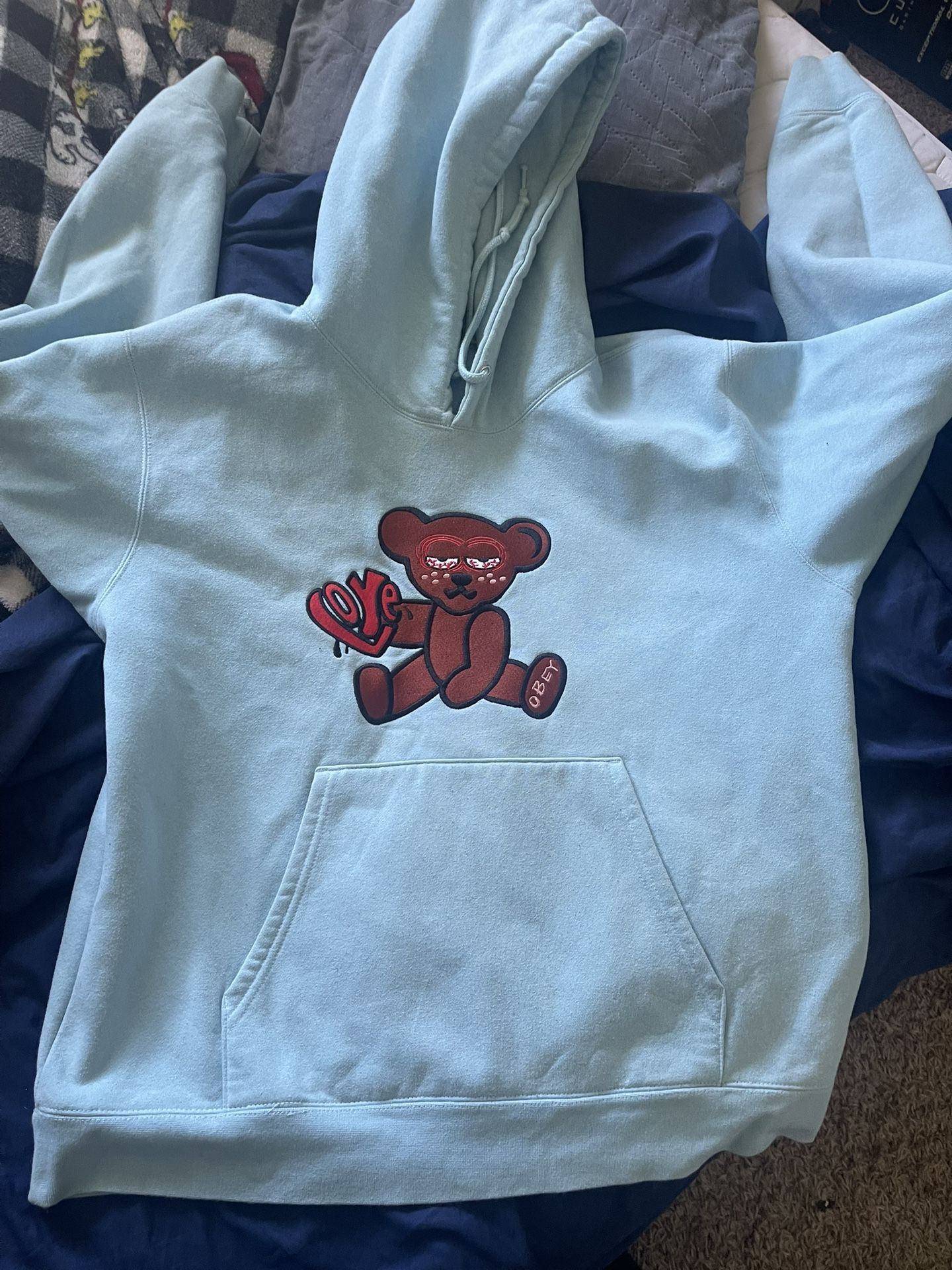 obey love bear hoodie [light blue]