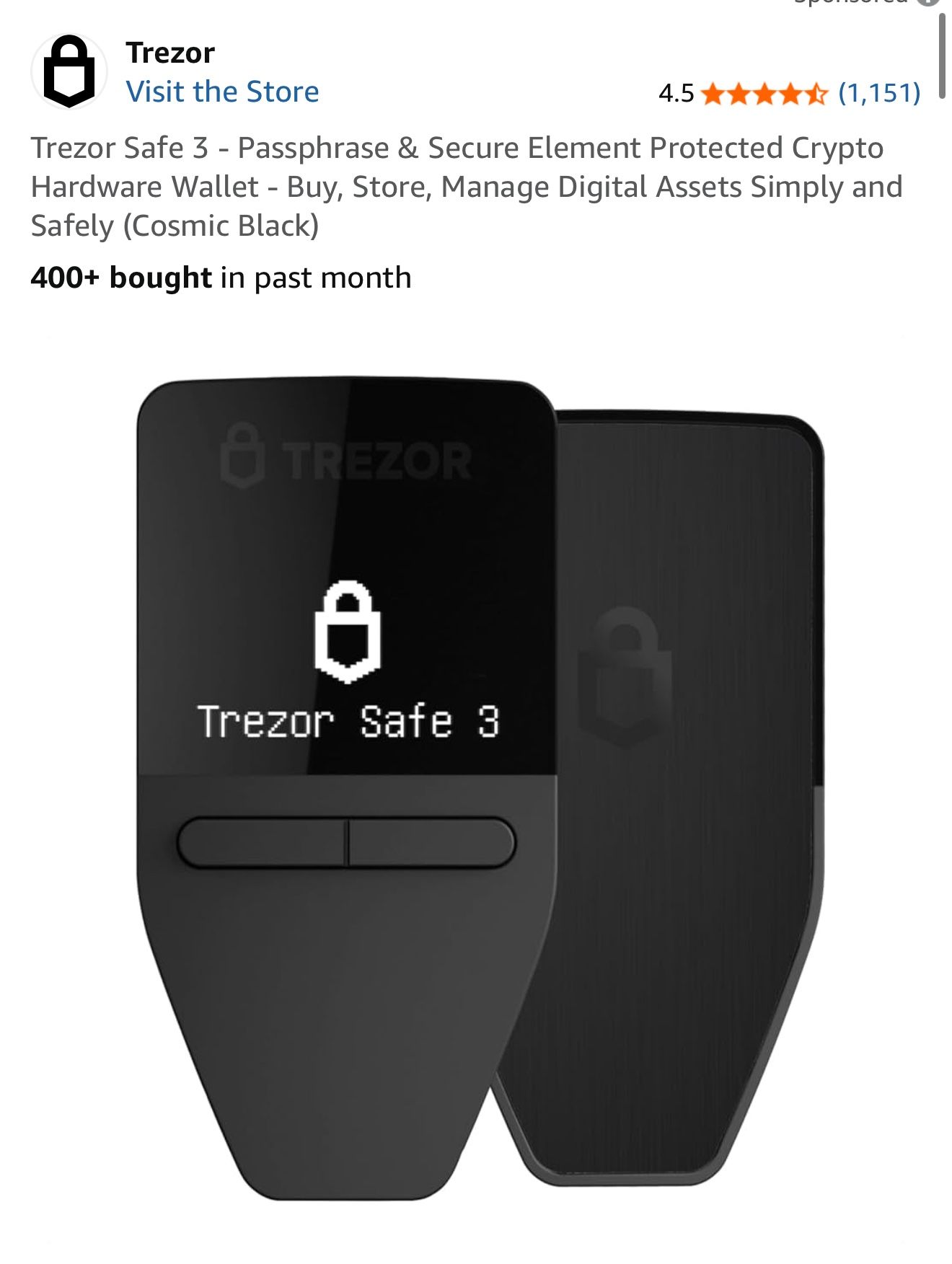 Trezor Safe 3 Passphrase & Secure Element Protected Crypto Hardware Wallet  Buy, Store, Manage Digital Assets