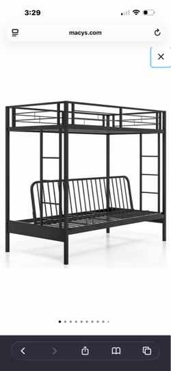 Black Metal Bunk Bed with Futon Bottom