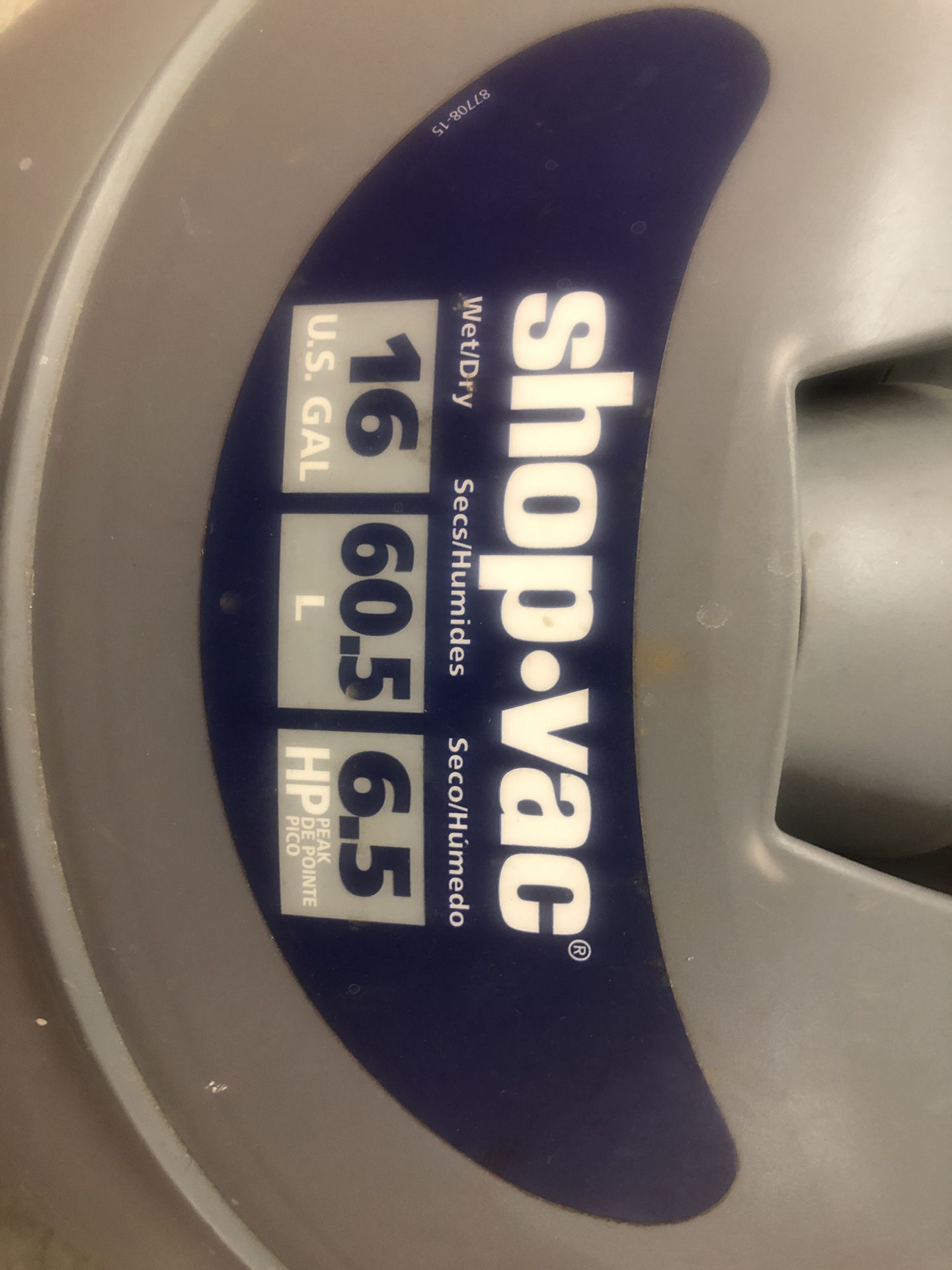 16 gallon wet/dry shopvac