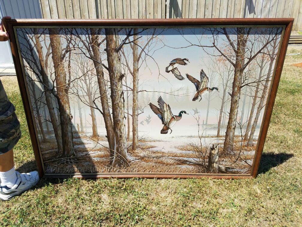 Art Mallard ducks 43 x63 in Hand painted by Letterman Canvas