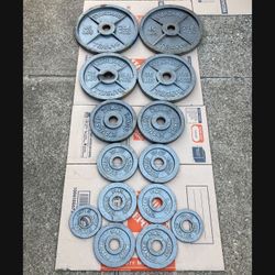 Full Set 255lbs of Olympic 2” weight plates weights plate for barbell bar dumbbell 255 lb lbs 255lb 45lb 35lb 25lb 45lbs