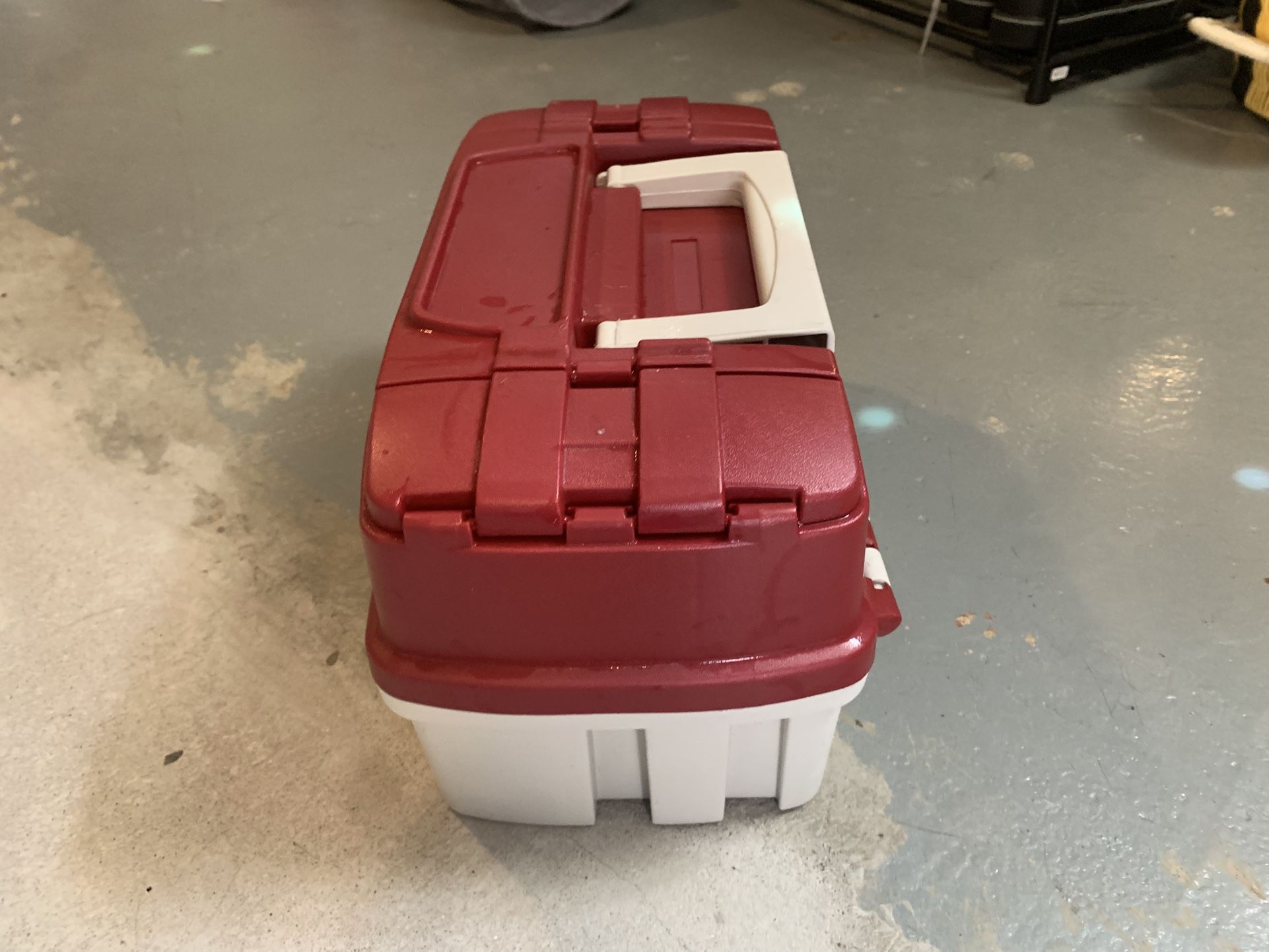 Plastic Tackle-box Toolbox with brass latch.