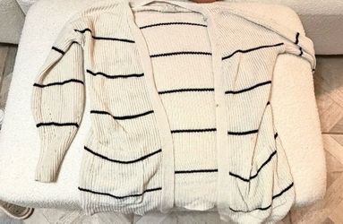 Striped Knit Open-Front Cardigan