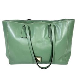Dooney & Bourke Ashton Shoulder Tote Bag Large Ivy Green Smooth Leather Gold
