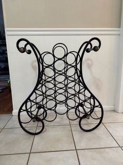Ornate Wrought Iron Wine Rack – 15 Bottle Capacity – $150