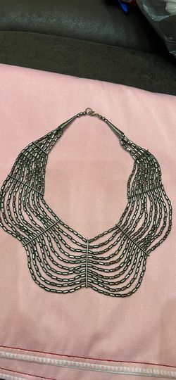 Silver Metal Alloy Blend Beaded Layered Necklace ,Silver Bead 