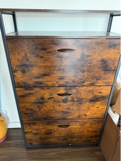 Rustic Industrial 3-Drawer Shoe Cabinet