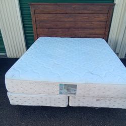 CAL KING BED FRAME WITH BOX SPRING AND MATTRESS 