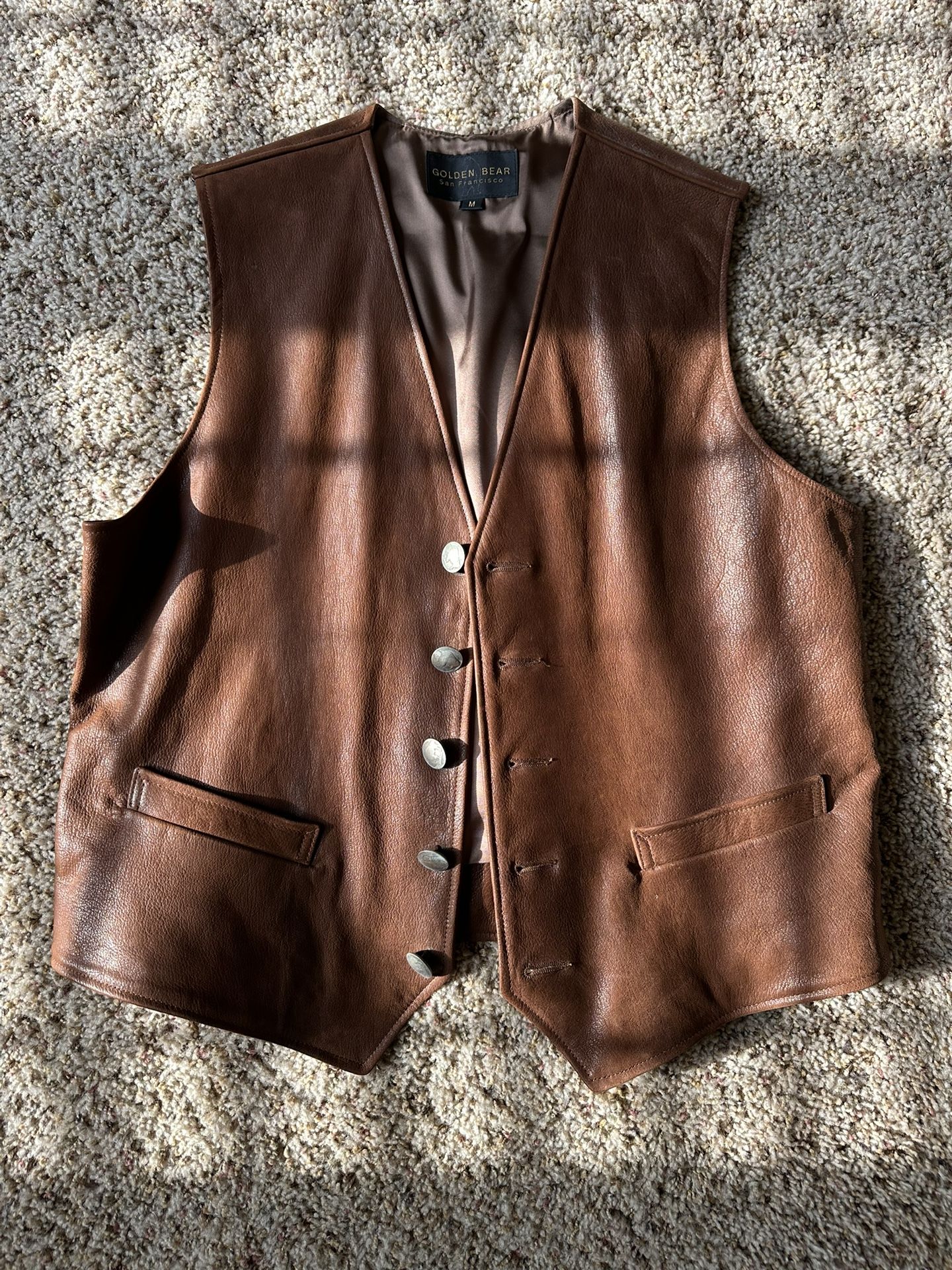 Men’s Medium Pullover Leather Vest - Brown