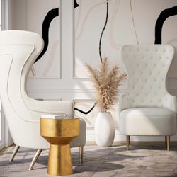 JEZEBEL CREAM VELVET WINGBACK CHAIR BY INSPIRE ME! HOME DECOR 