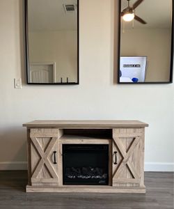 Farmhouse TV Stand with Electric Fireplace
