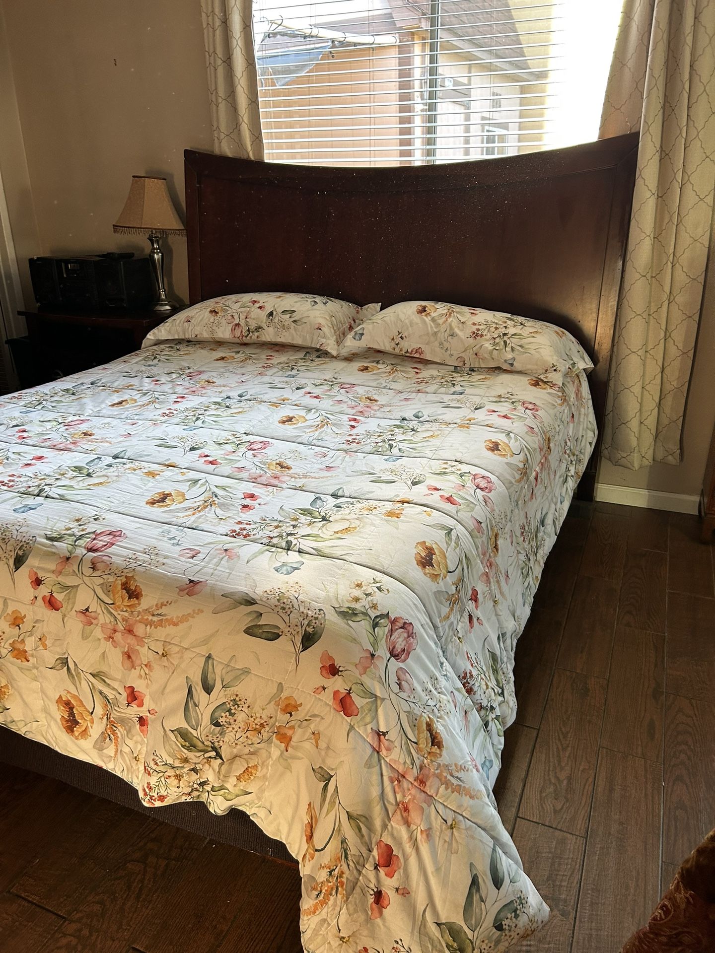 Cal King bed frame and mattress & Matching Dresser