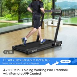 New SuperFit 4.75HP 2 In 1 Folding Treadmill W/Remote APP Control Color Black🤩corredora Y Caminadora Nueva Color Negro 💥ahorra 50% 
