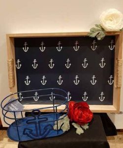 Beautiful Anchor Tray and Metal Anchor Basket