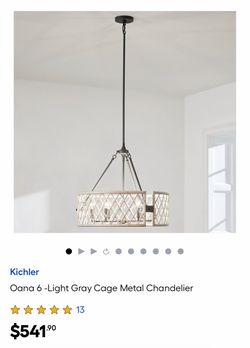 Kichler Oana 6-Light Gray Cage Metal Chandelier