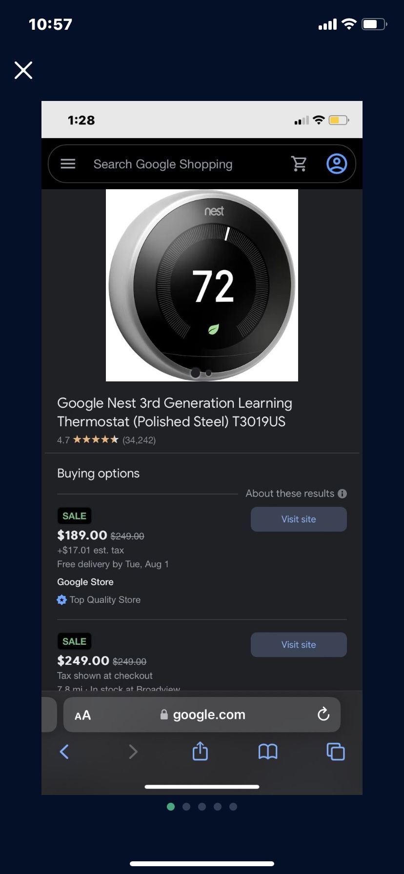 Google Nest Thermostat Gen 3 Stainless Steel