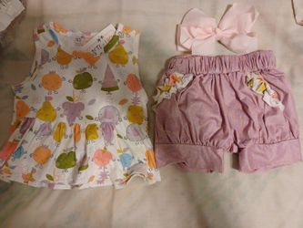 Baby Girl Fruit Print Top and Bloomer Set 0-6m